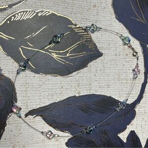 Vintage Y2K 00s Iridescent Rainbow Bead and 925 Sterling Silver Choker Necklace